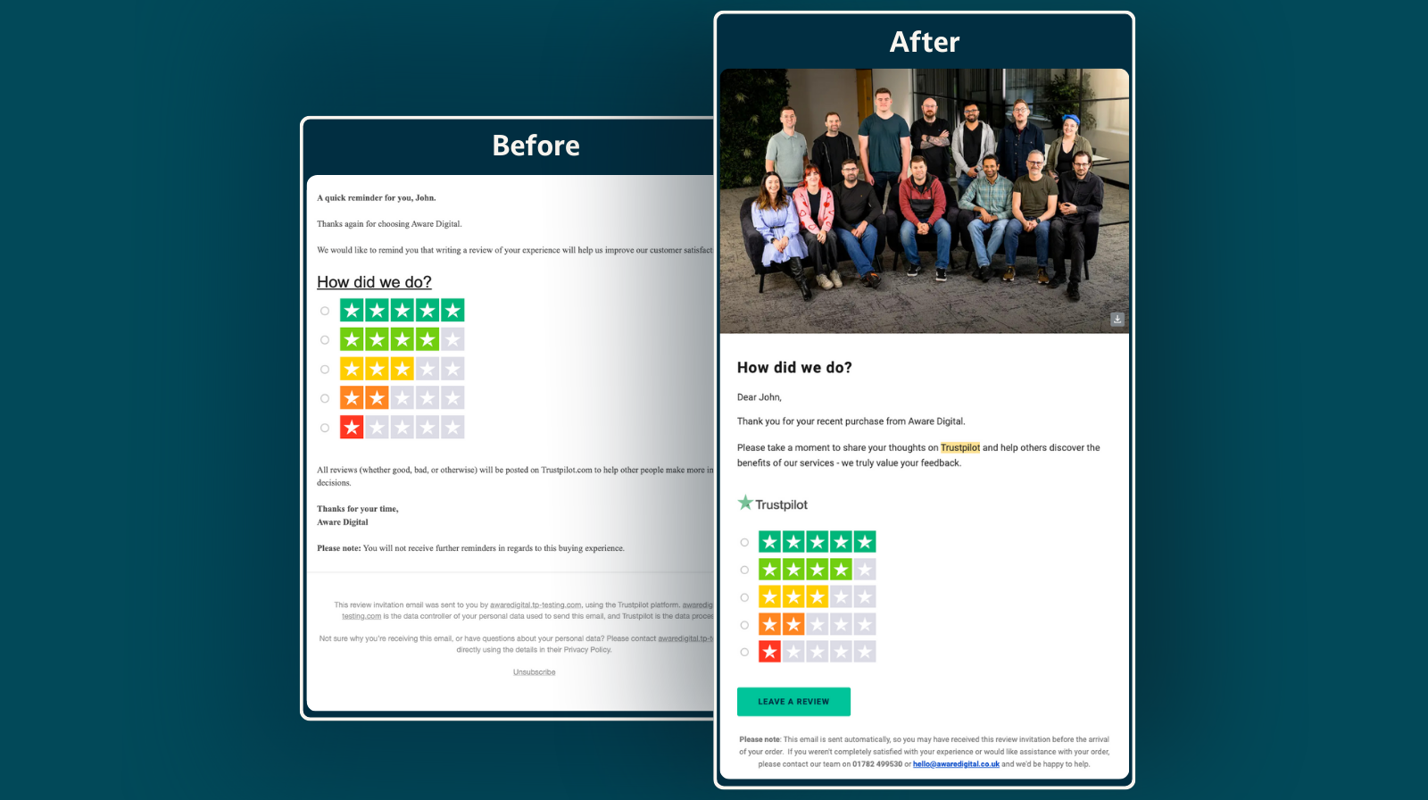 Trustpilot before/after